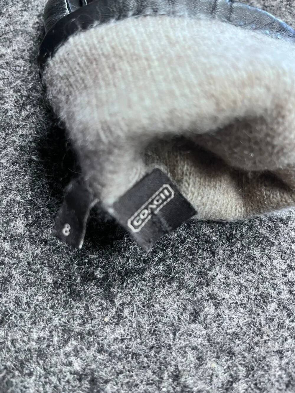 Coach Black Leather Buckle Gloves Size 8